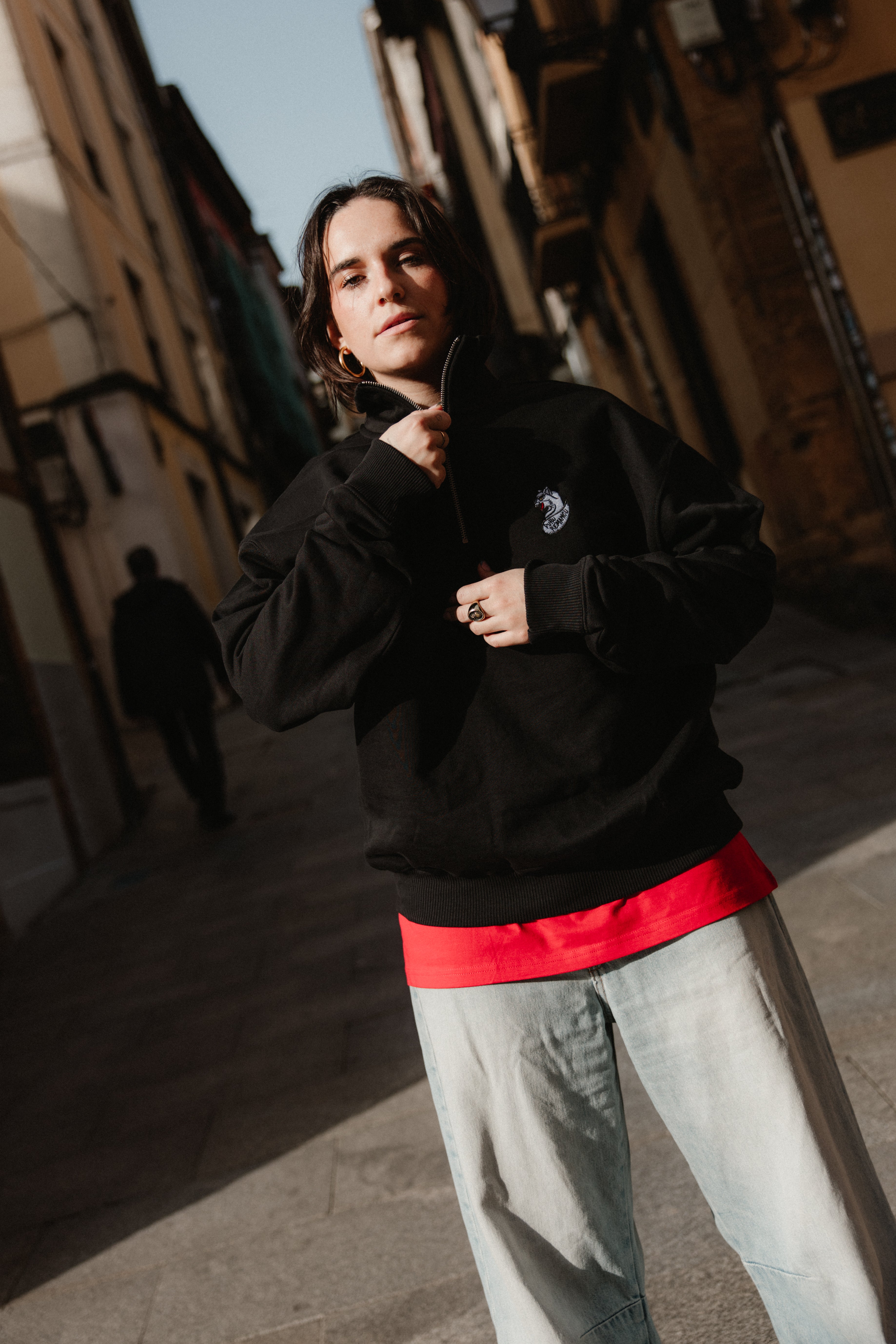 Sudadera Puru Remangu Bordada Negra - Unisex