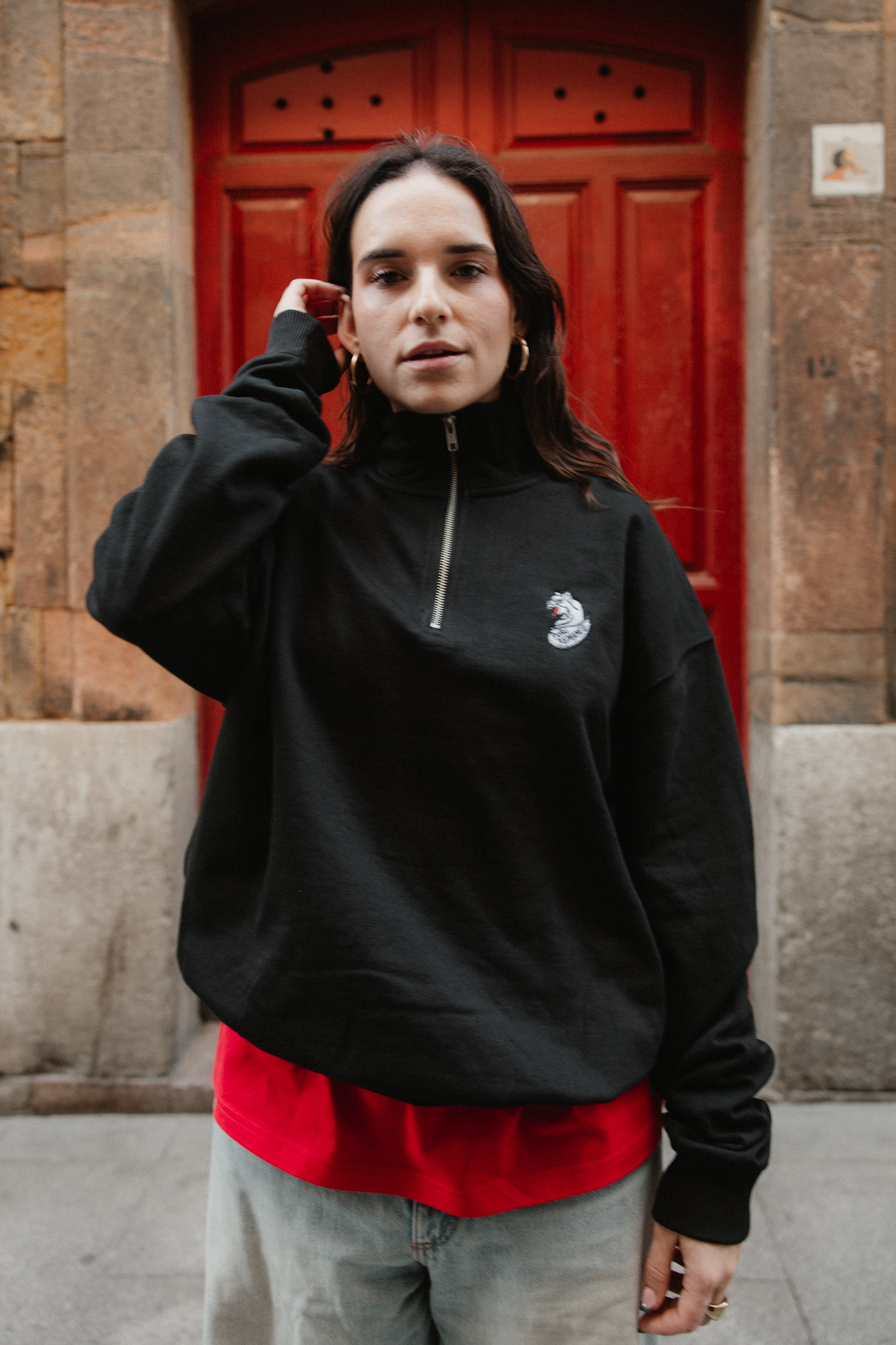 Sudadera Puru Remangu Bordada Negra - Unisex